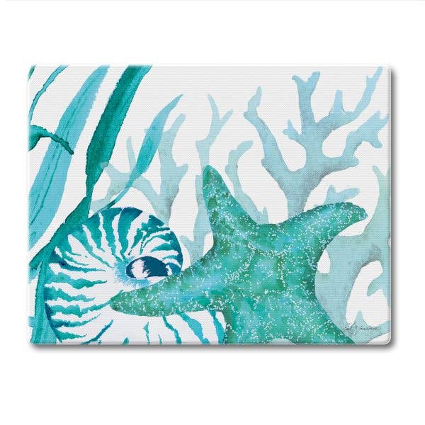Coral Life Starfish 10” x 8” Tempered Glass Cutting Board