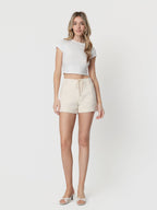Super High Rise Drawstring Cuffed Shorts