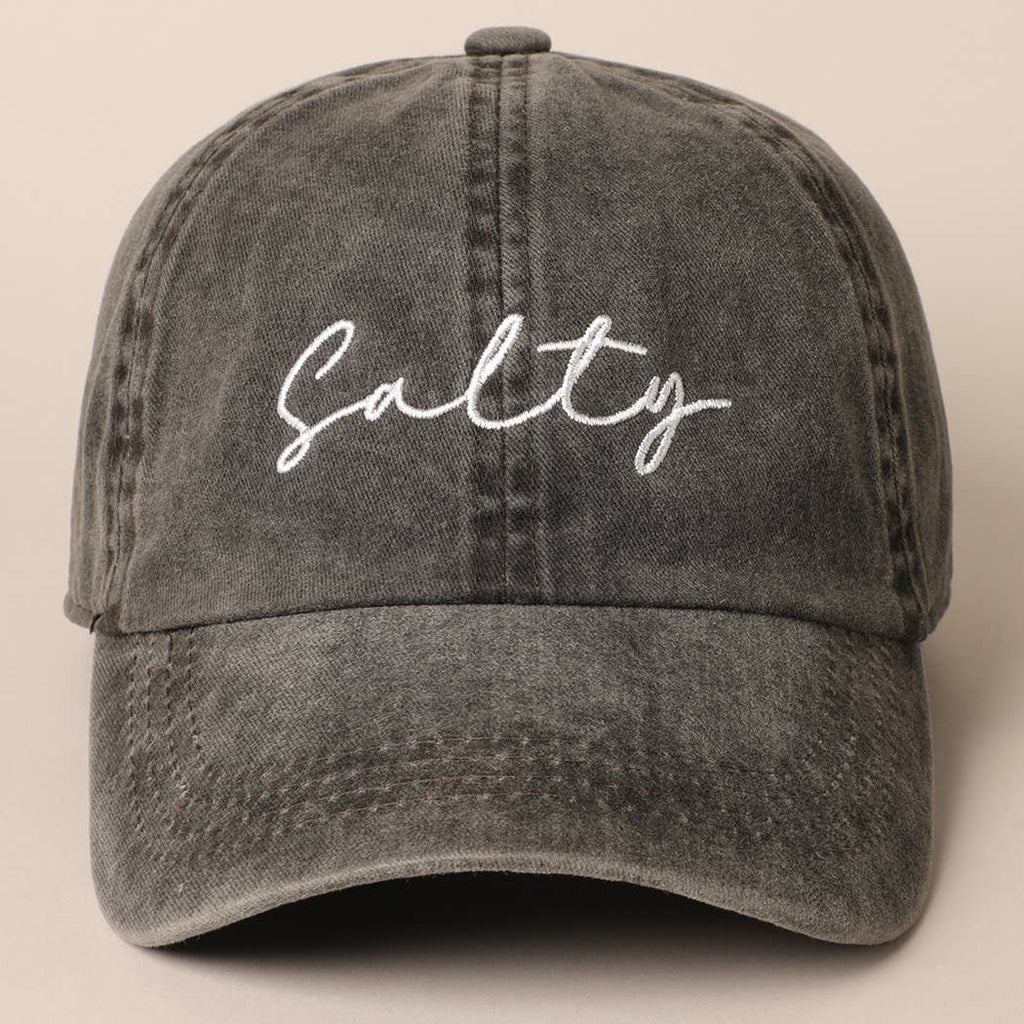 Salty Lettering Embroidery Baseball Cap