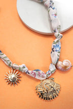 Scarf Charm Necklace - Seashell Sun