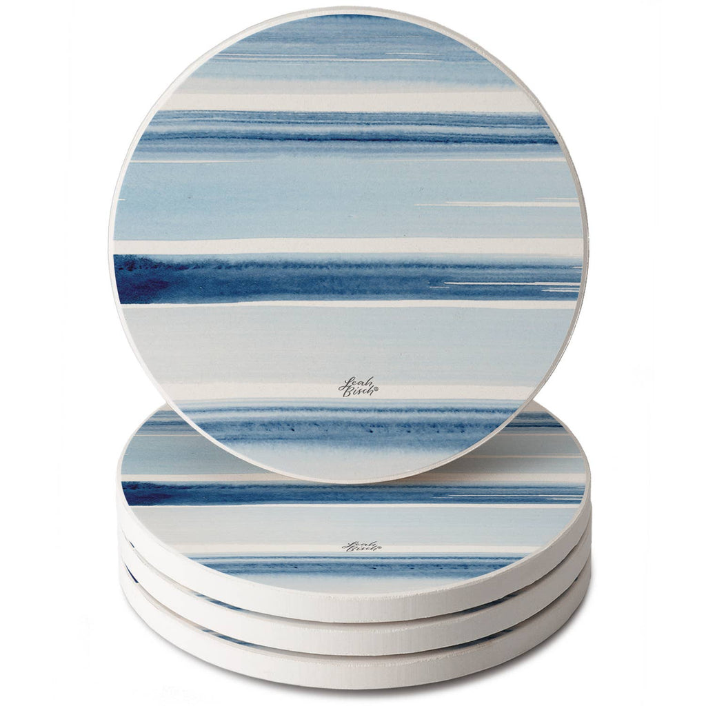 "Ocean Tides" 4 Pack Round Absorbent Stone Coasters