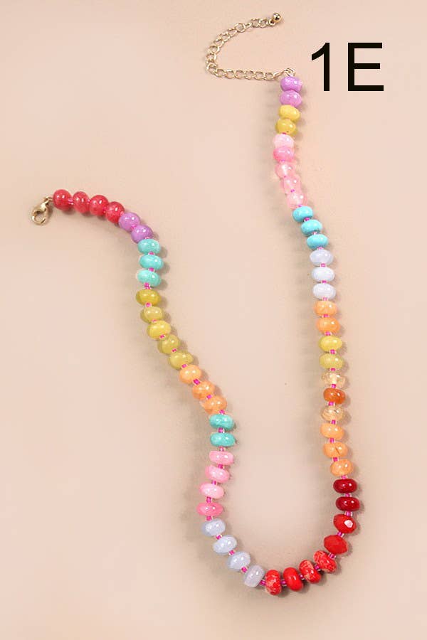 Natural  Agate Glass Semi Precious Bead Necklace