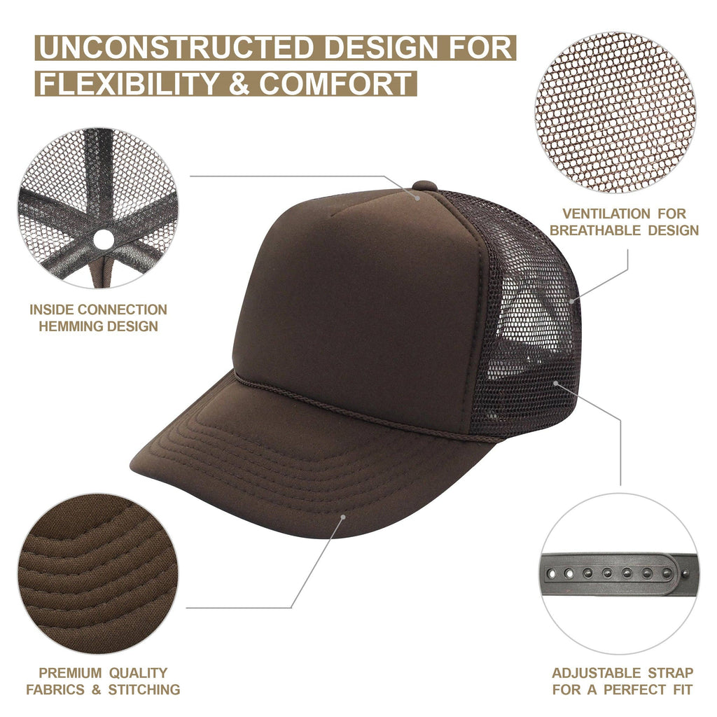 Nissun Classic Trucker Baseball Hats Caps Foam Mesh Blank Solid Two Tone Snapback Adult Youth