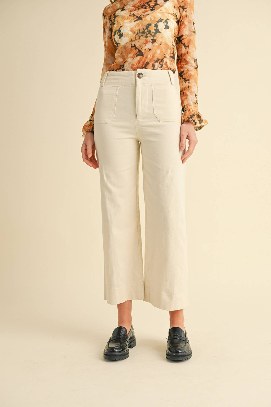 High Waist Cropped Wide Leg Pants