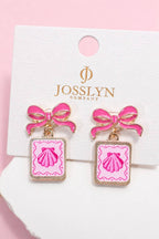 Bow Drop Enamel Charm Statement Earrings