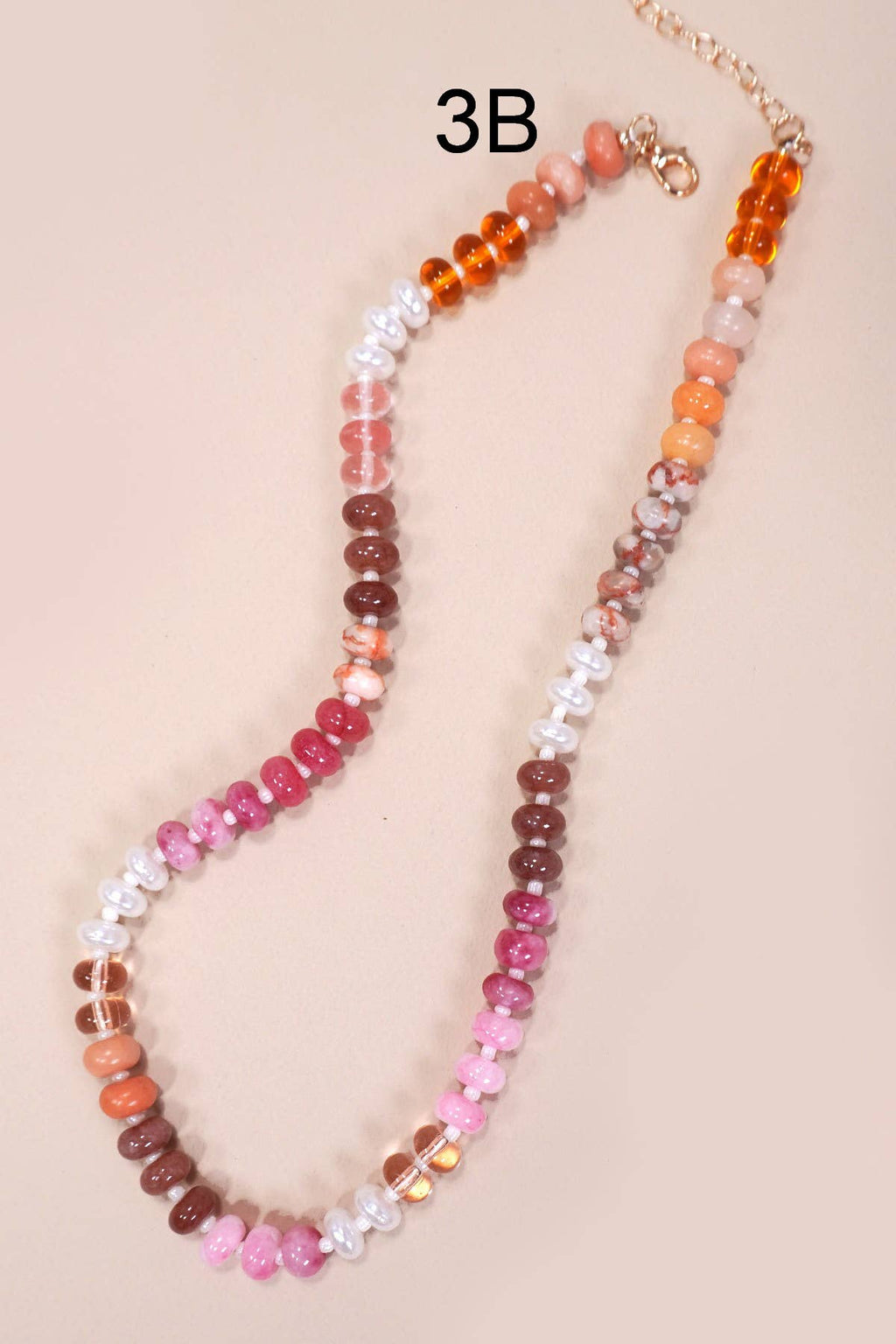 Natural  Agate Glass Semi Precious Bead Necklace