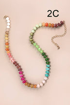 Natural  Agate Glass Semi Precious Bead Necklace